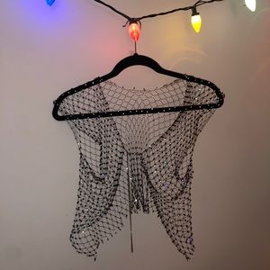 BLACK AND SILVER SPARKLY DECOR TOP